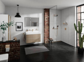 Тумба под раковину подвесная Hansgrohe Xevolos E 98х47,5 см матовый белый/узорчатая бронза 54181390