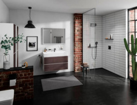 Тумба под раковину подвесная Hansgrohe Xevolos E 98х47,5 см матовый белый/темный дуб 54181730