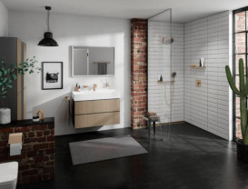 Тумба під раковину підвісна Hansgrohe Xevolos E 98х47,5 см сланцево-сірий матовий/візерункова бронза 54183390