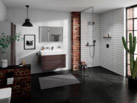 Тумба под раковину подвесная Hansgrohe Xevolos E 98х47,5 см сланцево-серый матовый/темный дуб 54183730