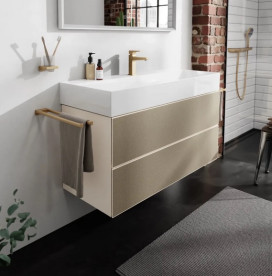 Тумба під раковину підвісна Hansgrohe Xevolos E 118х47,5 см пісочно-бежевий матовий/візерувата бронза 54185390