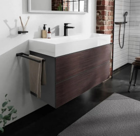 Тумба під раковину підвісна Hansgrohe Xevolos E 118х47, 5 см сланцево-сірий матовий/темний дуб 54186730