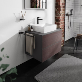 Тумба під раковину підвісна Hansgrohe Xevolos E 78х55,5 см сланцево-сірий матовий/темний дуб 54189730