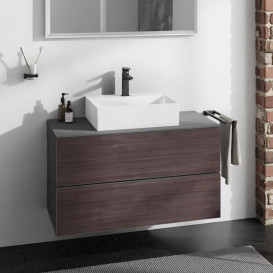 Тумба под раковину подвесная Hansgrohe Xevolos E 98х55,5 см сланцево-серый матовый/темный дуб 54192730