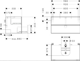 Тумба під раковину підвісна Hansgrohe Xevolos E 98х55,5 см матовий/сланцево-сірий 54192770