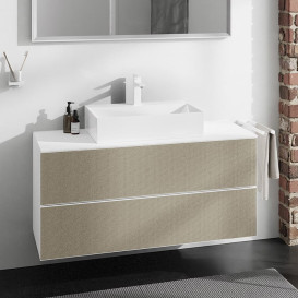 Тумба под раковину подвесная Hansgrohe Xevolos E 118х55,5 см матовый белый/узорчатая бронза 54193390