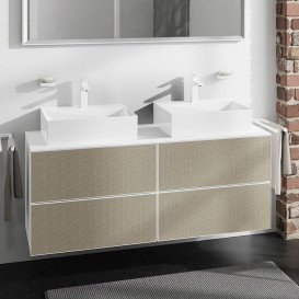 Тумба під раковину підвісна Hansgrohe Xevolos E 137х55,5 см матовий білий/візерункова бронза 54196390