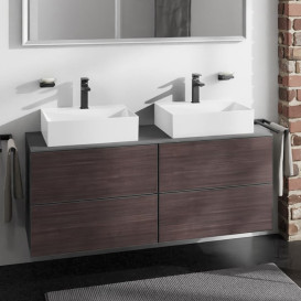 Тумба під раковину навісна Hansgrohe Xevolos E 137х55,5 см сланцево-сірий матовий/темний дуб 54198730