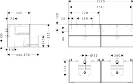 Тумба под раковину подвесная Hansgrohe Xevolos E 157х55,5 см сланцево-серый матовый/сланцево-серый 54201770