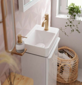 Тумба під раковину підвісна Hansgrohe Xelu Q 34х26,5 см петлі зліва МДФ глянсовий білий ручка матовий білий 54011700