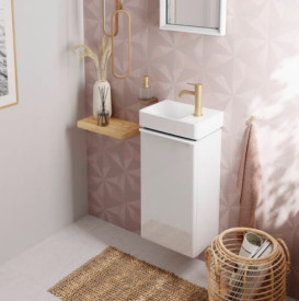 Тумба під раковину підвісна Hansgrohe Xelu Q 34х26,5 см петлі зліва МДФ глянсовий білий ручка матовий білий 54011700