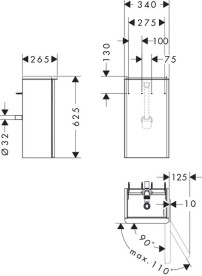 Тумба под раковину подвесная Hansgrohe Xelu Q 34х26,5 см петли справа МДФ глянцевый белый ручка хром 54015000
