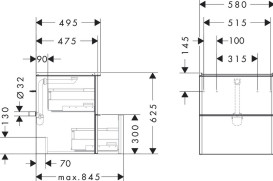 Тумба под раковину подвесная Hansgrohe Xelu Q 58х47,5 см МДФ глянцевый белый ручка хром 54023000