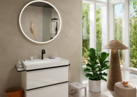 Тумба под раковину подвесная Hansgrohe Xelu Q 78х47,5 см МДФ глянцевый белый ручка матовый черный 54027670