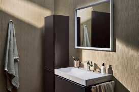 Тумба под раковину подвесная Hansgrohe Xelu Q 78х47,5 см МДФ матовый серый ручка хром 54028000