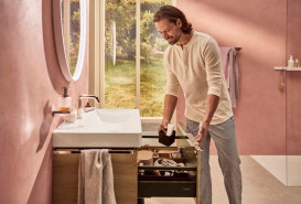 Тумба под раковину подвесная Hansgrohe Xelu Q 78х47,5 см МДФ натуральный дуб ручка хром 54029000