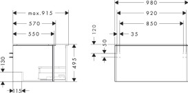 Тумба під раковину підвісна Hansgrohe Xelu Q 98х55 см МДФ білий глянсовий ручка матовий білий 54058700