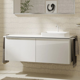 Тумба под раковину подвесная Hansgrohe Xelu Q 136х55 см МДФ глянцевый белый ручка матовый белый 54066700