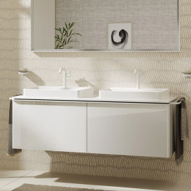 Тумба під раковину підвісна Hansgrohe Xelu Q 156х55 см МДФ білий глянсовий ручка матовий білий 54070700