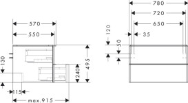 Тумба під раковину підвісна Hansgrohe Xelu Q 78х55 см МДФ білий глянсовий ручка хром 54074000