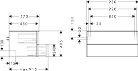 Тумба під раковину підвісна Hansgrohe Xelu Q 98х55 см МДФ білий глянсовий ручка матовий білий 54078700