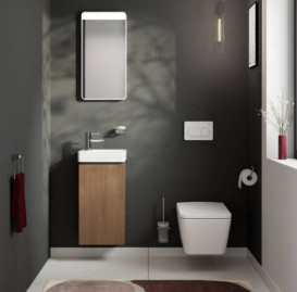 Тумба під раковину підвісна Hansgrohe Xilesa E 34х24 см петлі зліва ДСП дуб кашемір 54243550