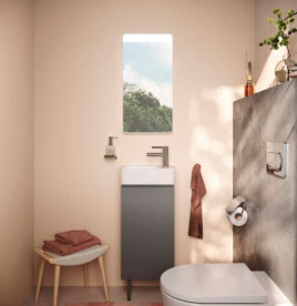 Тумба под раковину подвесная Hansgrohe Xilesa E 34х24 см петли слева МДФ сланцево-серый матовый 54243760