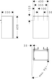 Тумба під раковину підвісна Hansgrohe Xilesa E 43х33 см петлі зліва МДФ сланцево-сірий матовий 54245760
