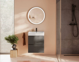 Тумба под раковину подвесная Hansgrohe Xilesa E 58х47 см МДФ сланцево-серый матовый 54254760