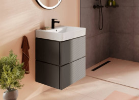 Тумба под раковину подвесная Hansgrohe Xilesa E 58х47 см МДФ сланцево-серый матовый 54254760