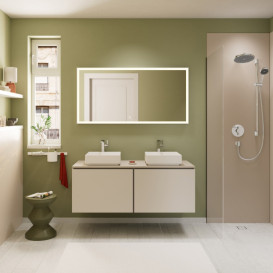 Тумба під раковину підвісна Hansgrohe Xilesa E 137,5х55 см МДФ пісочно-бежевий матовий 54268780