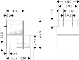 Тумба под раковину подвесная Hansgrohe Xilesa E 48х38 см МДФ сланцево-серый матовый 54290760