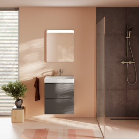 Тумба під раковину підвісна Hansgrohe Xilesa E 58х47 см МДФ сланцево-сірий матовий 54293760