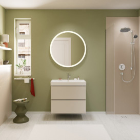 Тумба под раковину подвесная Hansgrohe Xilesa E 78х47 см МДФ песочно-бежевый матовый 54296780