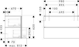 Тумба під раковину підвісна Hansgrohe Xilesa E 98х47 см МДФ сланцево-сірий матовий 54297760