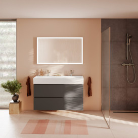 Тумба под раковину подвесная Hansgrohe Xilesa E 118х47 см МДФ сланцево-серый матовый 54298760