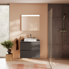 Тумба под раковину подвесная Hansgrohe Xilesa E 78х55 см МДФ сланцево-серый матовый 54299760