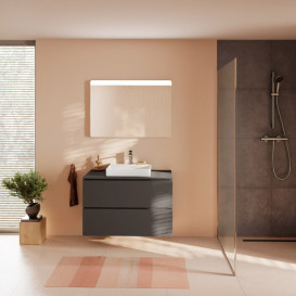 Тумба под раковину подвесная Hansgrohe Xilesa E 98х55 см МДФ сланцево-серый матовый 54302760