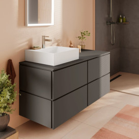 Тумба під раковину підвісна Hansgrohe Xilesa E 137,5х55 см МДФ сланцево-сірий матовий 54305760