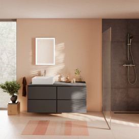 Тумба під раковину підвісна Hansgrohe Xilesa E 137,5х55 см МДФ сланцево-сірий матовий 54306760