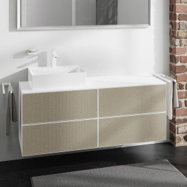 Тумба під раковину підвісна Hansgrohe Xevolos E 137х55,5 см матовий білий/візерункова бронза 54236390