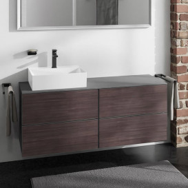 Тумба под раковину подвесная Hansgrohe Xevolos E 137х55,5 см сланцево-серый матовый/темный дуб 54238730