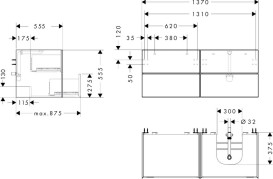Тумба под раковину подвесная Hansgrohe Xevolos E 137х55,5 см матовый белый/темный дуб 54239730
