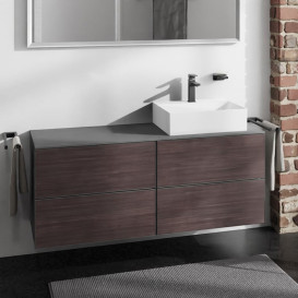 Тумба под раковину подвесная Hansgrohe Xevolos E 137х55,5 см сланцево-серый матовый/темный дуб 54241730