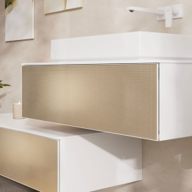 Тумба под раковину подвесная Hansgrohe Xevolos E 98х55,5 см матовый белый/узорчатая бронза 54313390