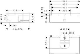 Тумба під раковину підвісна Hansgrohe Xevolos E 98х55,5 см матовий білий/текстиль темно-сірий 54313660