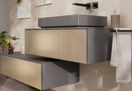 Тумба под раковину подвесная Hansgrohe Xevolos E 98х55,5 см сланцево-серый матовый/узорчатая бронза 54315390