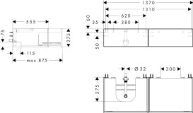 Тумба под раковину подвесная Hansgrohe Xevolos E 137х55,5 см сланцево-серый матовый/сланцево-серый 54321770