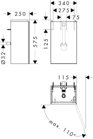 Тумба под раковину подвесная Hansgrohe Xevolos E 34х25 см петли справа матовый белый/текстиль темно-серый 54169660