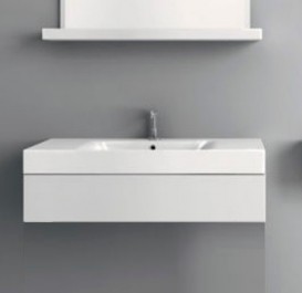 Тумба под раковину подвесная Kerasan Cento 100х45 см лакированный белый глянцевый 915401